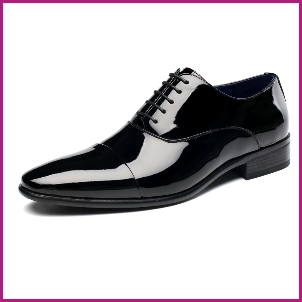 Faux Patent Leather Oxford Dress Shoes Formal Lace-Up Tuxedo